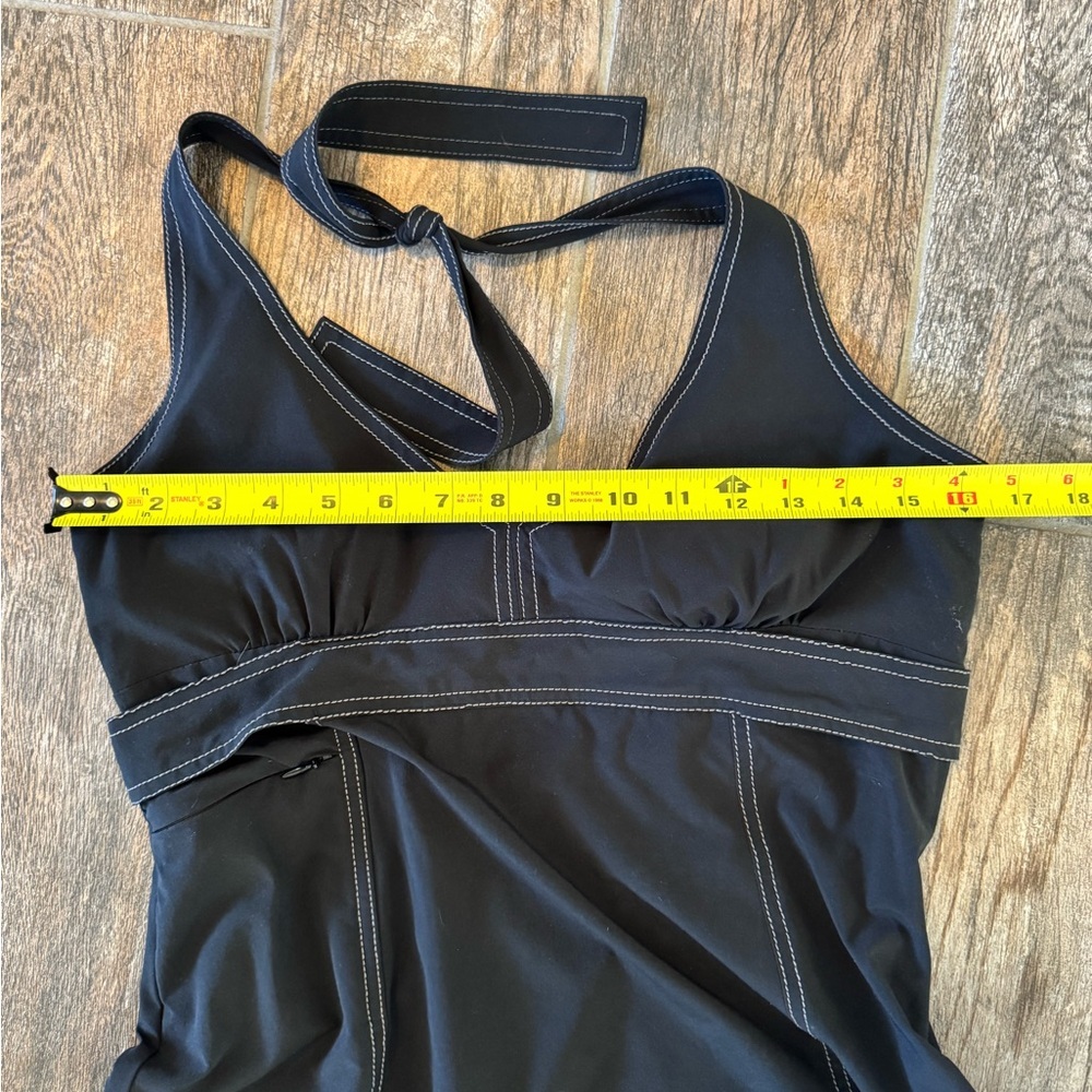 Athleta Pack Everywhere Black Halter Midi Dress with Contrast Stitching - Picture 2 of 10